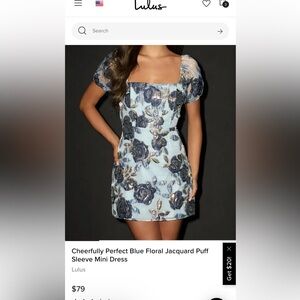 Lulus Cheerfully Perfect Blue Floral dress size M